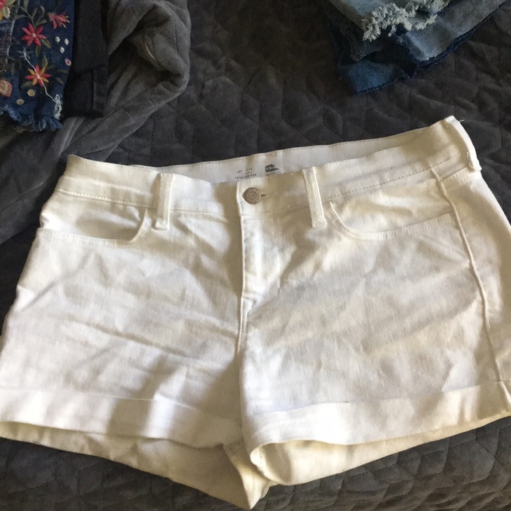 White jean shorts